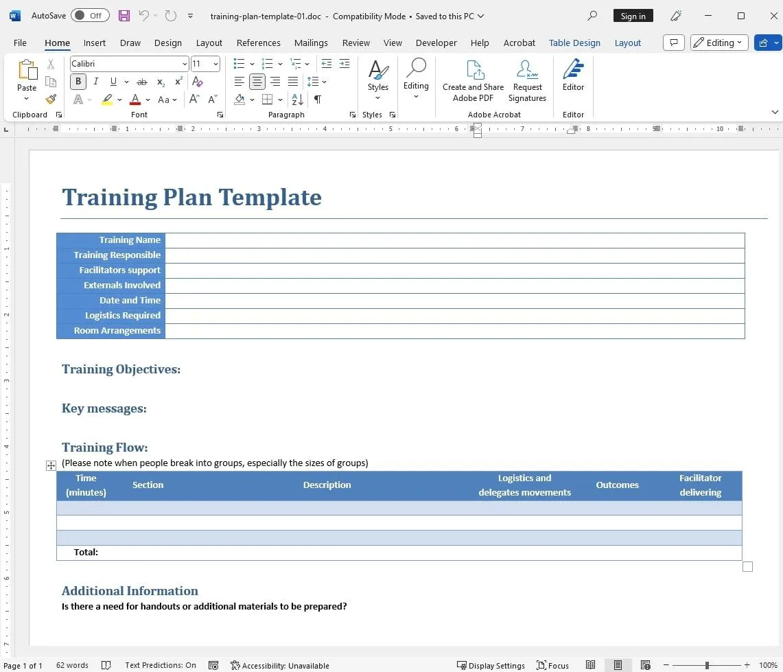 Modèle de plan de formation : Modèle de plan de formation Word par TemplateLab