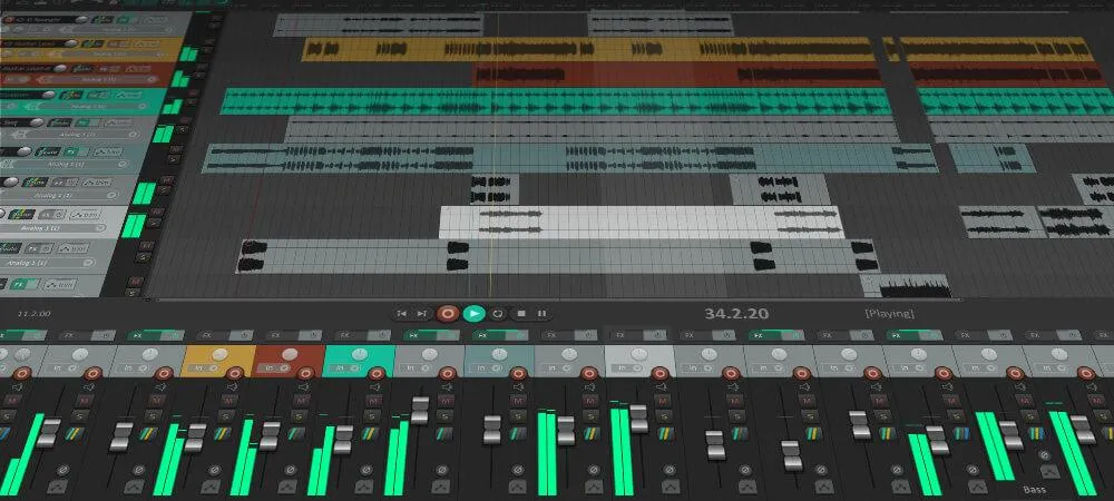 Software per podcasting: il software Reaper mostra varie tracce audio nel proprio editor.