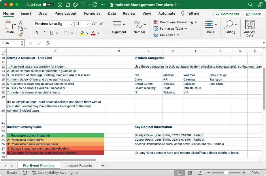 Mẫu báo cáo sự cố Excel