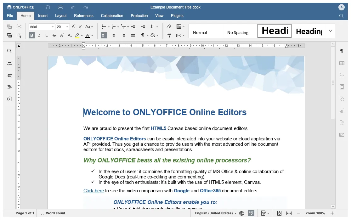 Exemple d'exemple de produit OnlyOffice