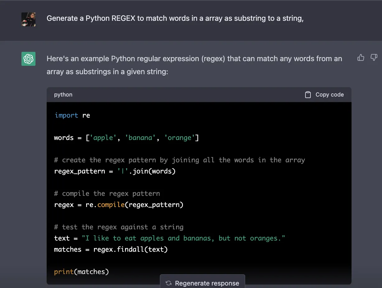 ChatGPT génère du code à partir d'une simple invite, de simples instructions