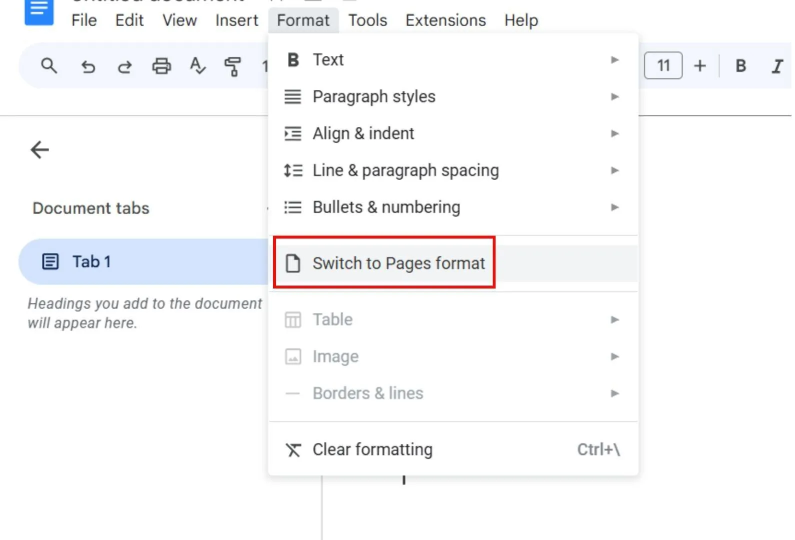Passer au format Pages : comment supprimer un saut de page dans Google Docs