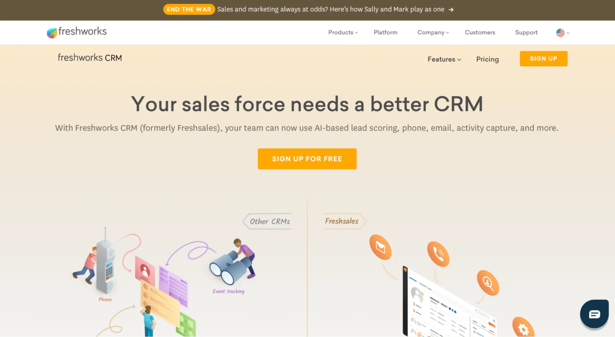 Página de inicio de Freshworks CRM