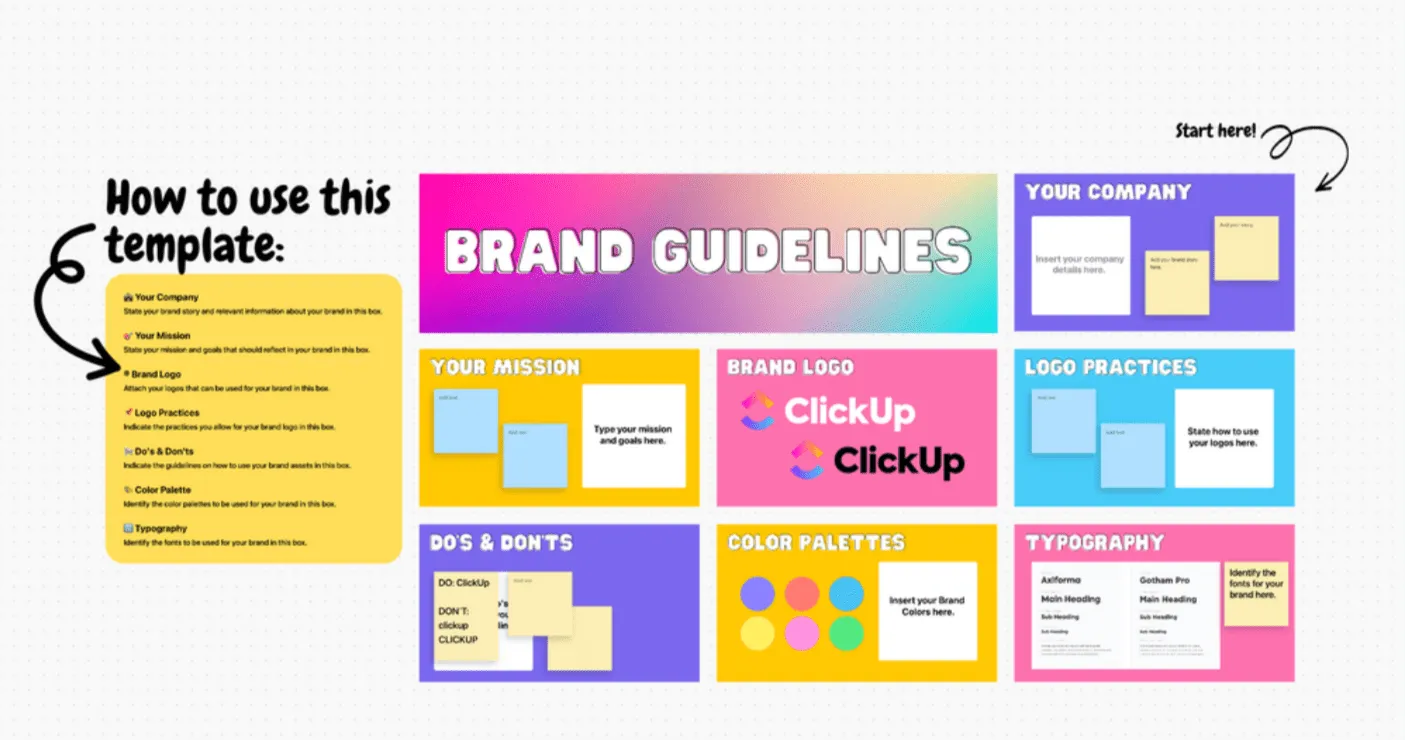 Modello di linee guida per il marchio sui social media di ClickUp
