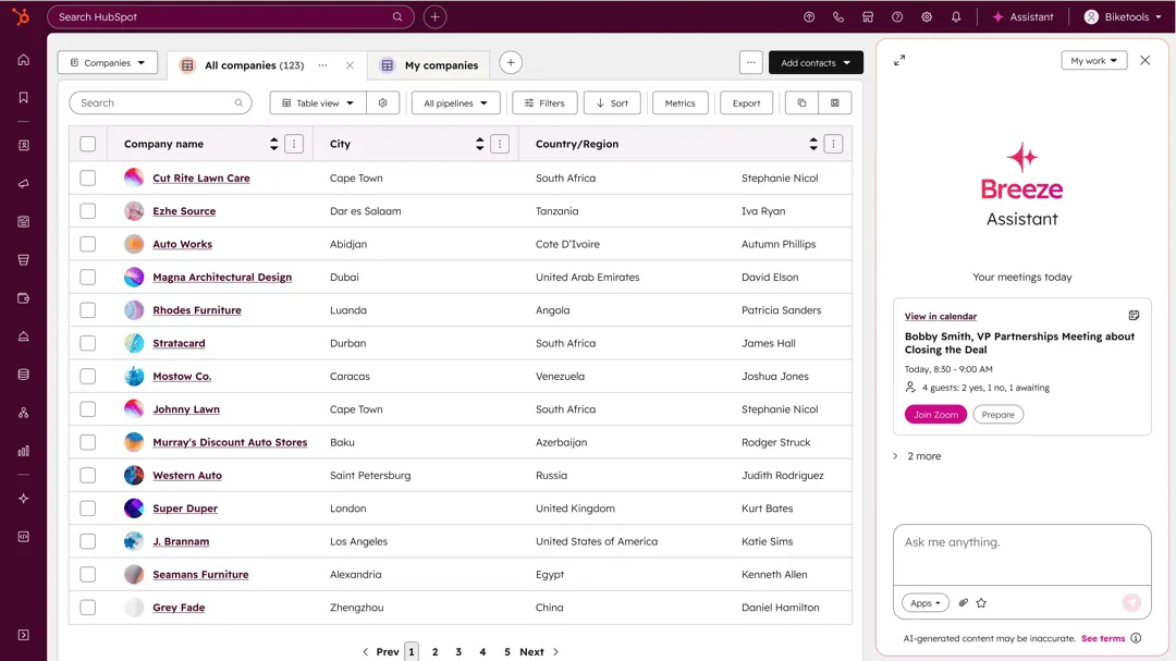 HubSpot: Projeleri ve derinlemesine işleri yönetmek için en iyi AI satış asistanı