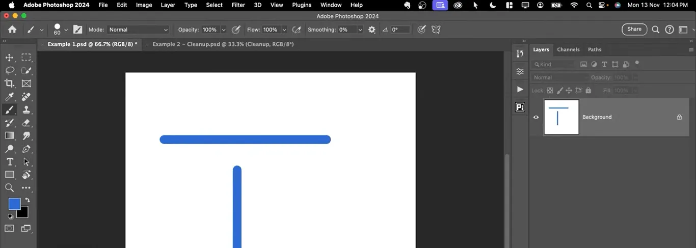 Usando a ferramenta pincel para desenhar linhas retas