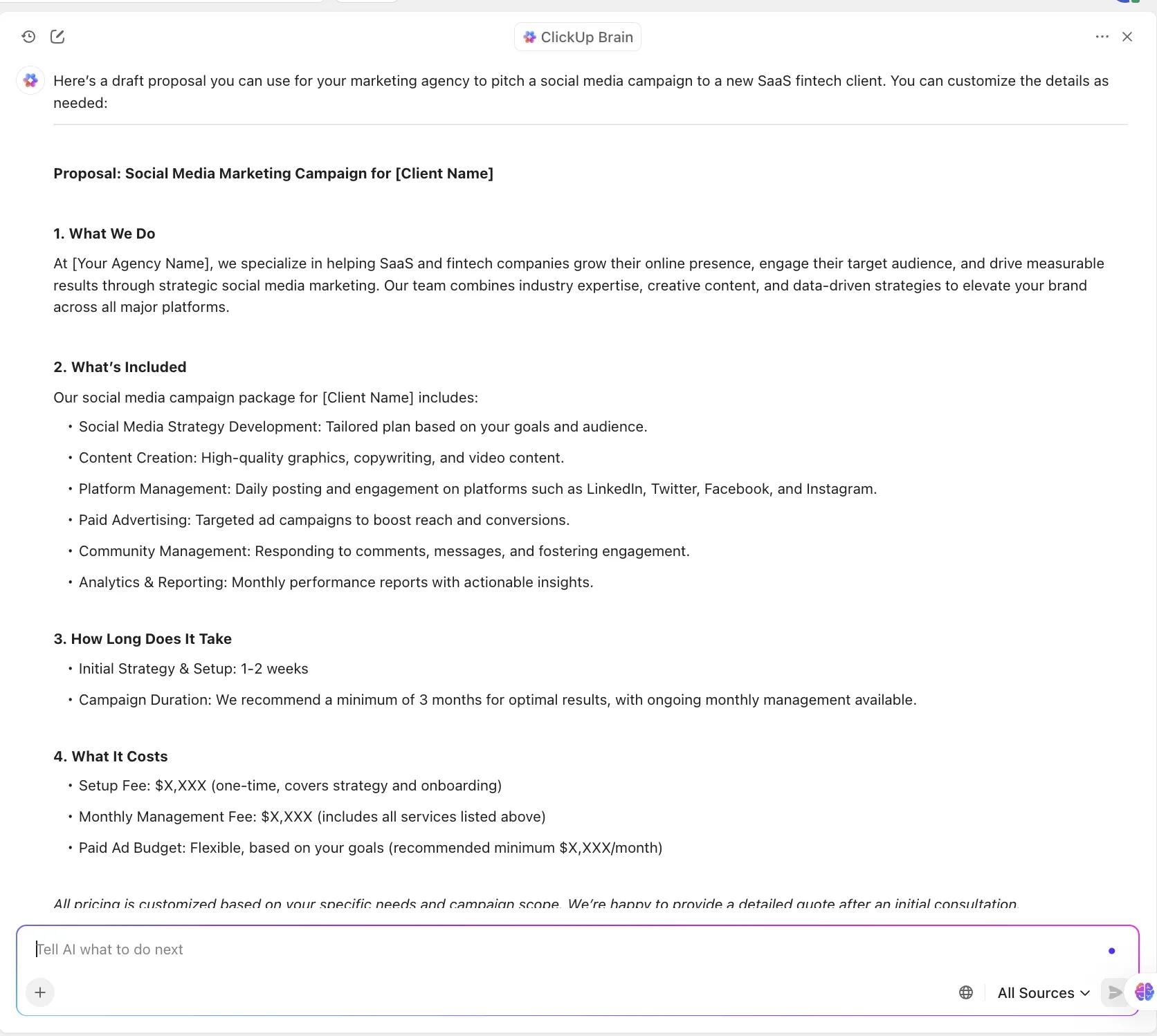 ClickUp Brain : comment développer votre agence de marketing