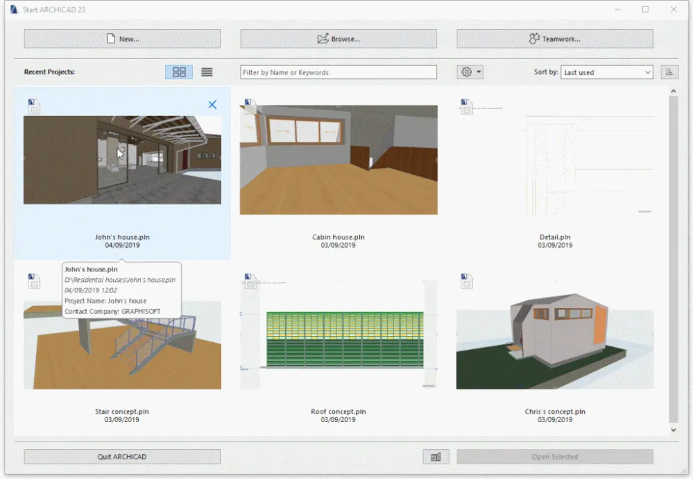 Die Benutzeroberfläche von ArchiCAD