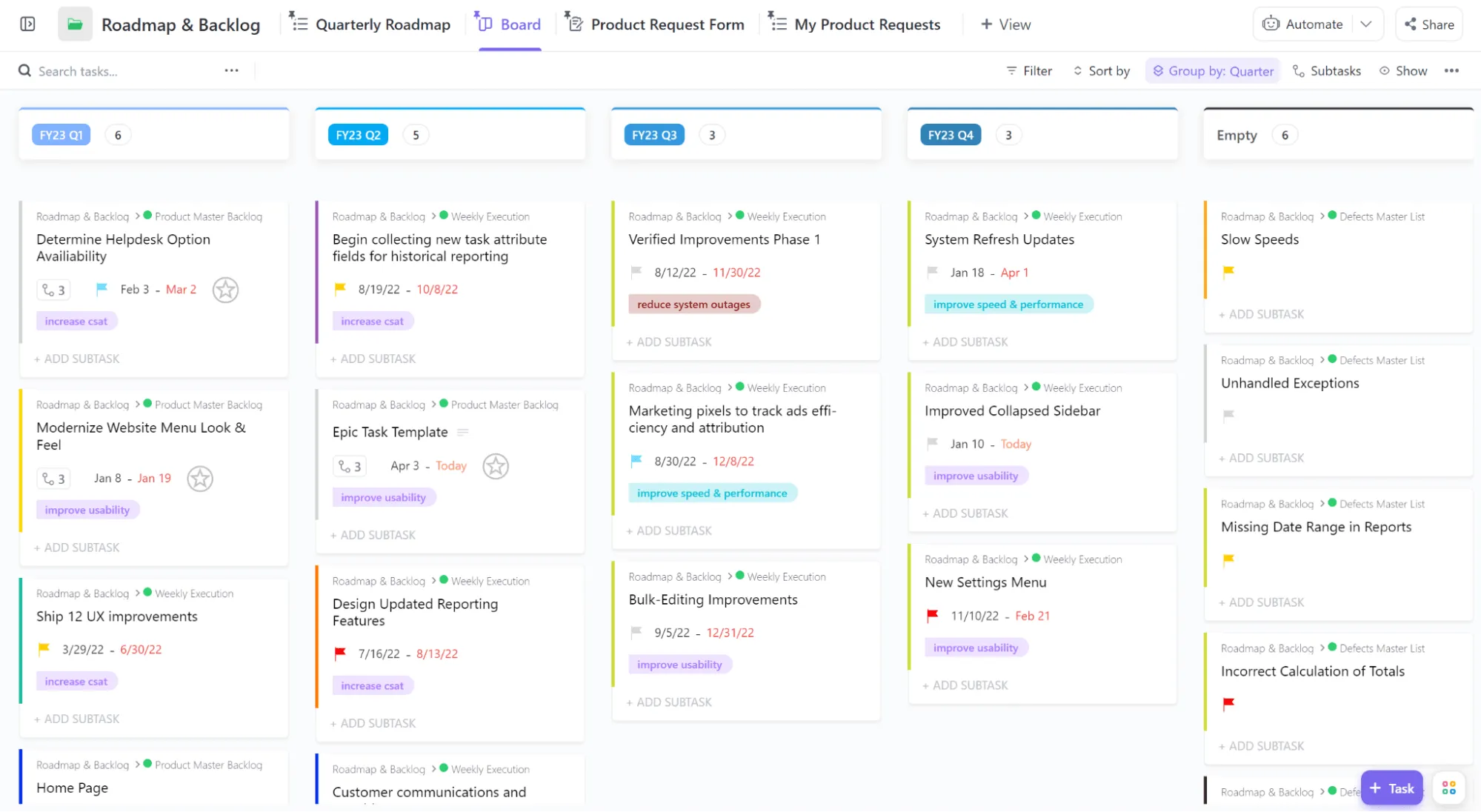 Chế độ xem Bảng Kanban của ClickUp