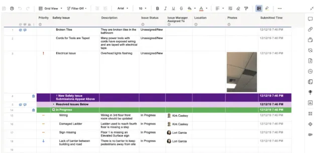 قالب تقديم مشكلة السلامة من Smartsheet: قوالب البناء من smartsheet
