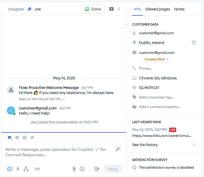Tidio: Satış ve destek otomasyonu için canlı sohbet ve AI sohbet robotları ile web sitesi ziyaretçilerinin ilgisini çekin.