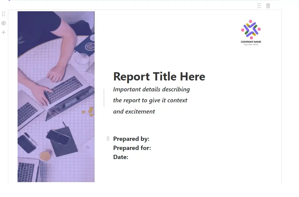 Mẫu bìa báo cáo của ClickUp