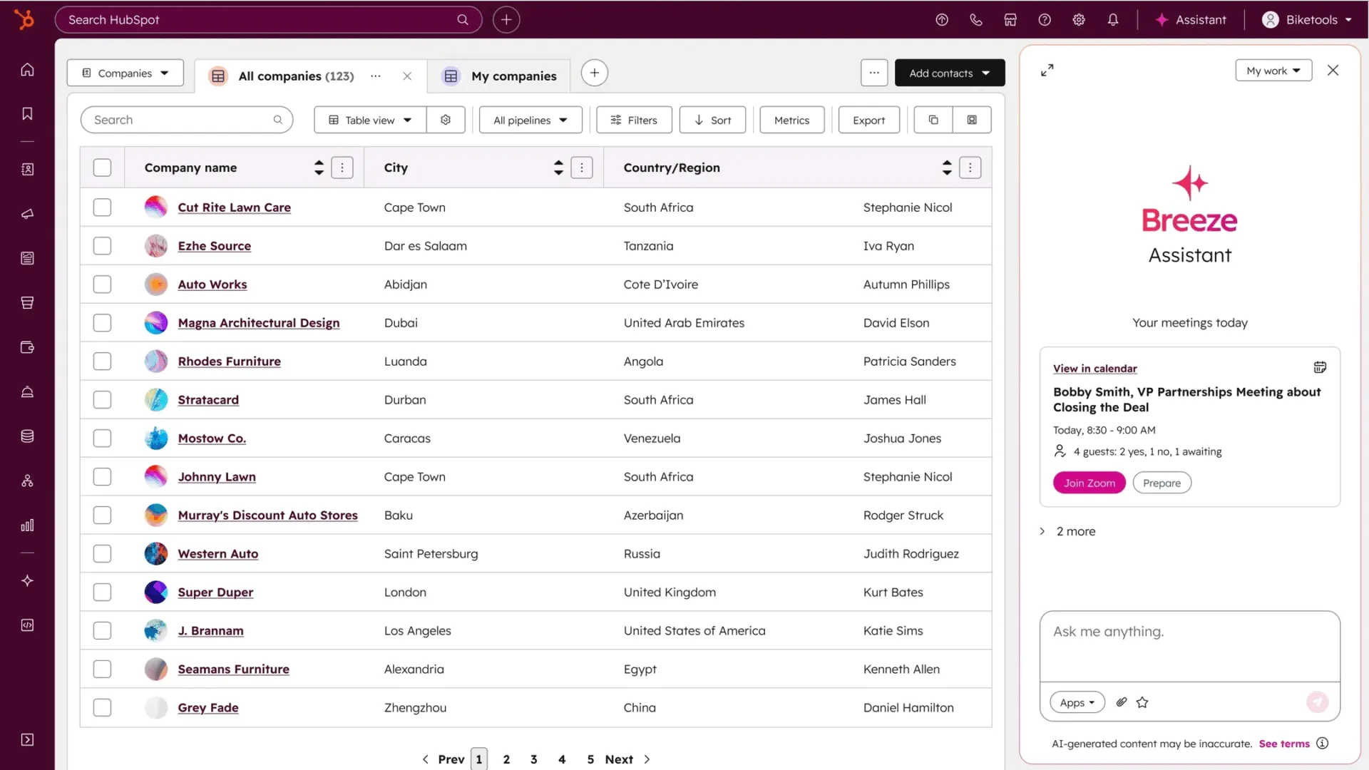 HubSpotダッシュボード