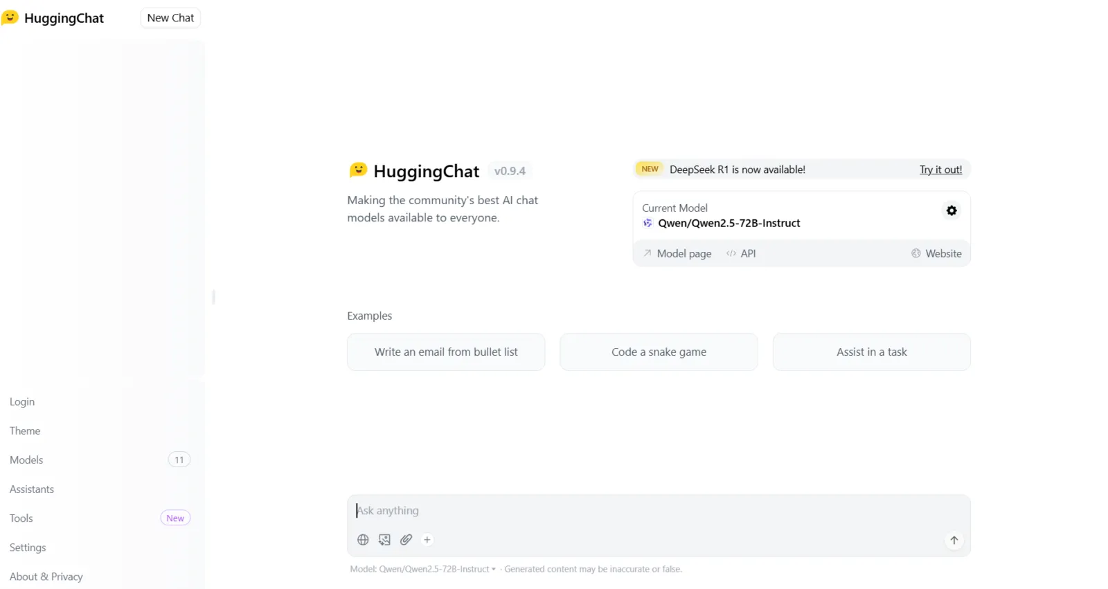HuggingChat Dashboard Alternativy k YouChat