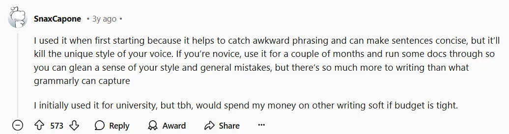 Reddit-Bewertung – Grammarly