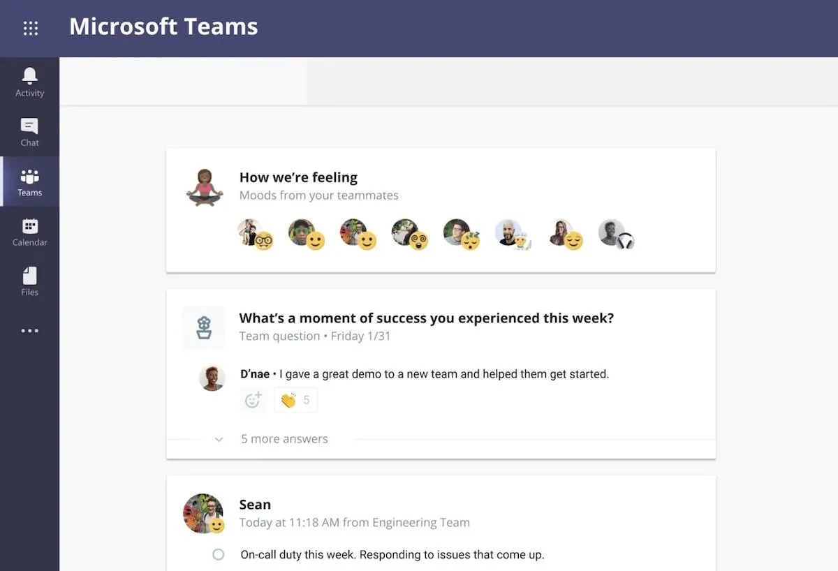 Registros de estado y preguntas en Microsoft Teams