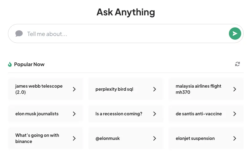 Dashboard di Perplexity