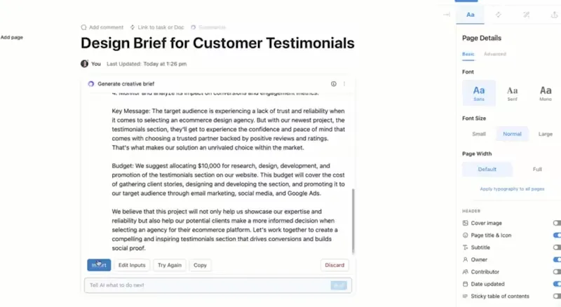 ClickUp Documents : Comment utiliser l'IA dans Canva