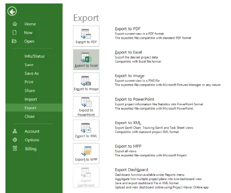 ส่งออกข้อมูล: วิธีส่งออกโปรเจ็กต์ MS Project ไปยัง Excel