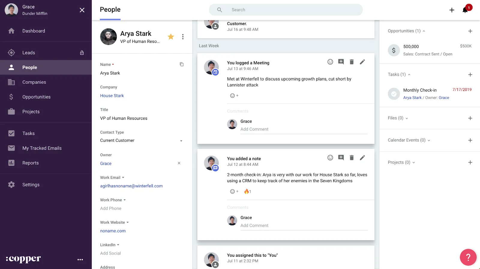 Copper dashboard: AI-CRM-software