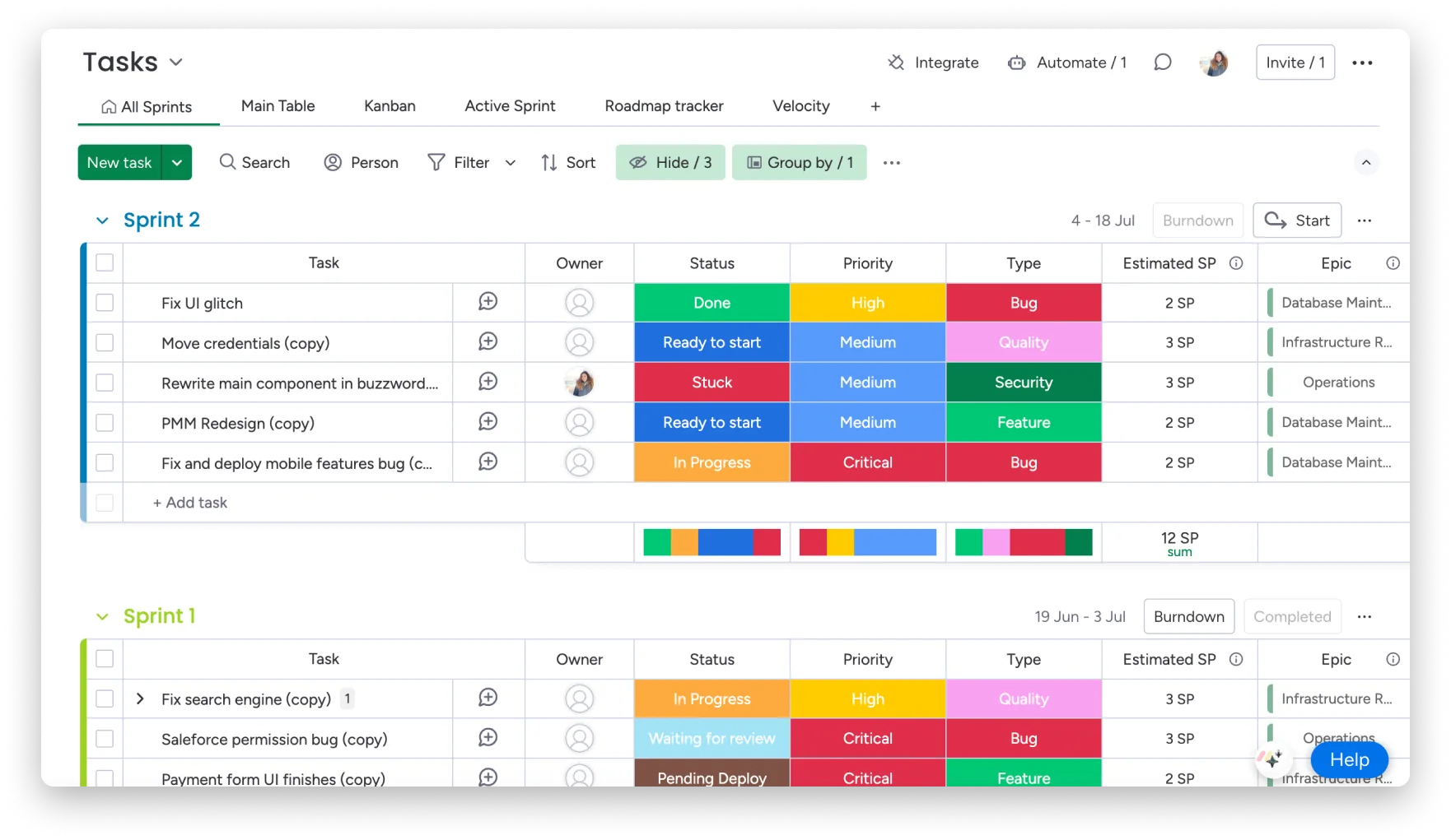 Sprint-Management mit Monday Dev: Agile-Tools