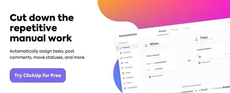 Blog về tính năng tự động hóa của ClickUp CTA