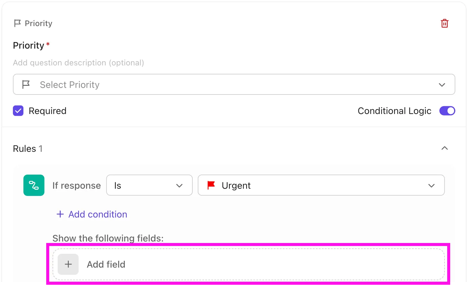 أنشئ نماذج دعم ديناميكية تتكيف باستخدام المنطق الشرطي في نماذج ClickUp.