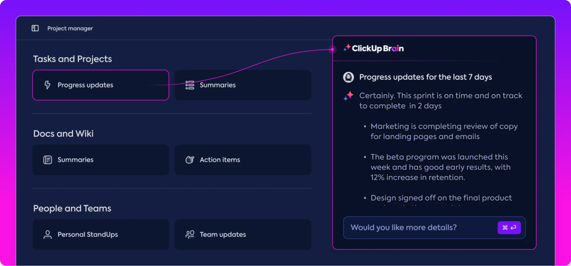 Създайте план за проекта с ClickUp Brain