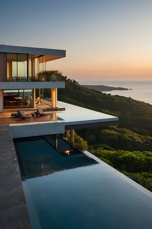 Casa moderna com piscina infinita e vista para o mar