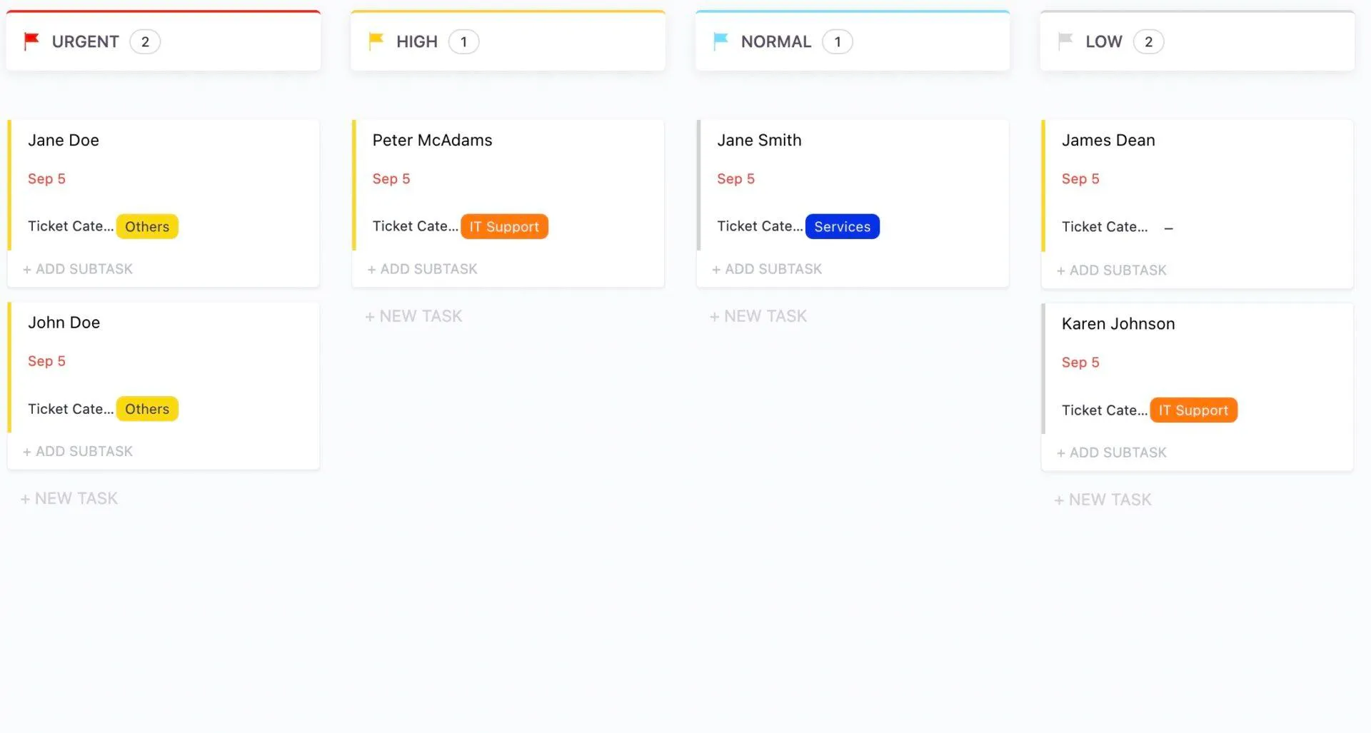 Verwenden Sie die Helpdesk-Ticket-Vorlage von ClickUp, um alle eingehenden Anfragen zu sammeln, zu priorisieren und zu verfolgen.