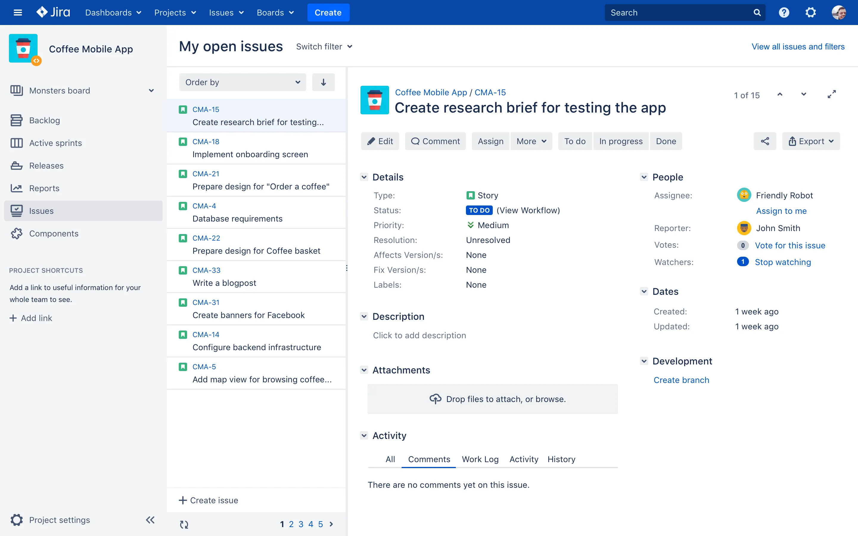 Exemplo do Jira Issue Navigator