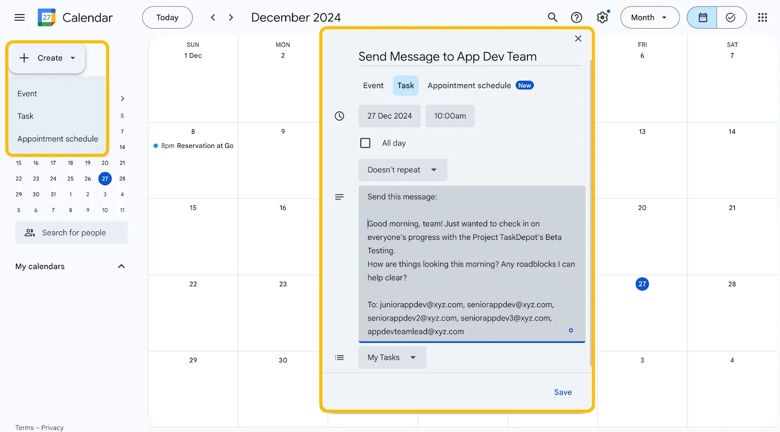 Google Agenda Comment programmer des messages sur Google Chat