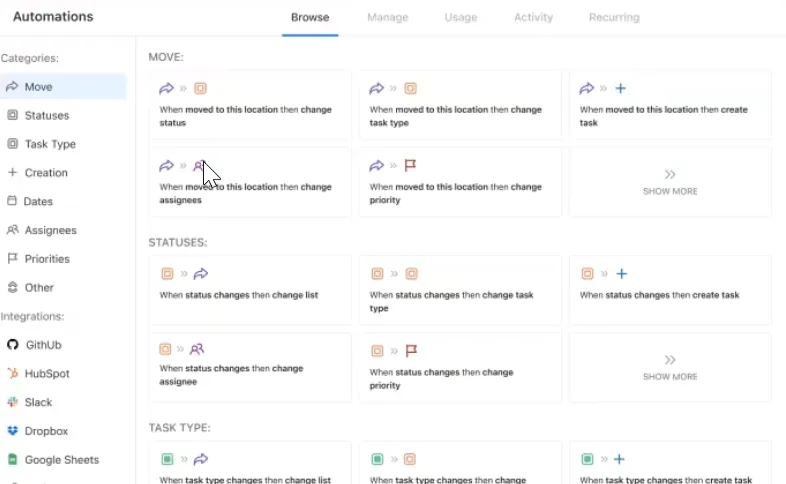 ClickUp Automatisations : suivi des candidatures Google Sheets