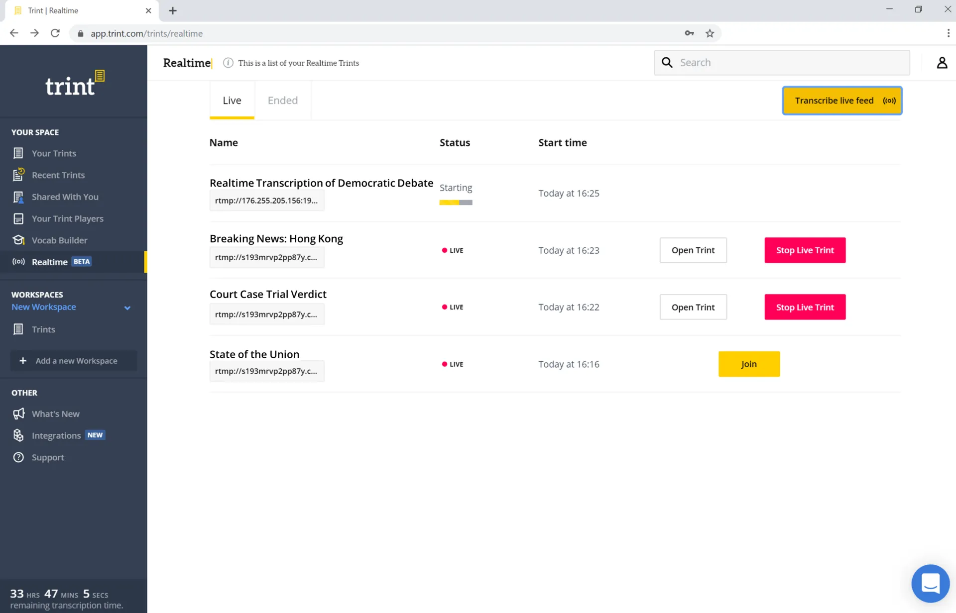 App Trint Transcribe