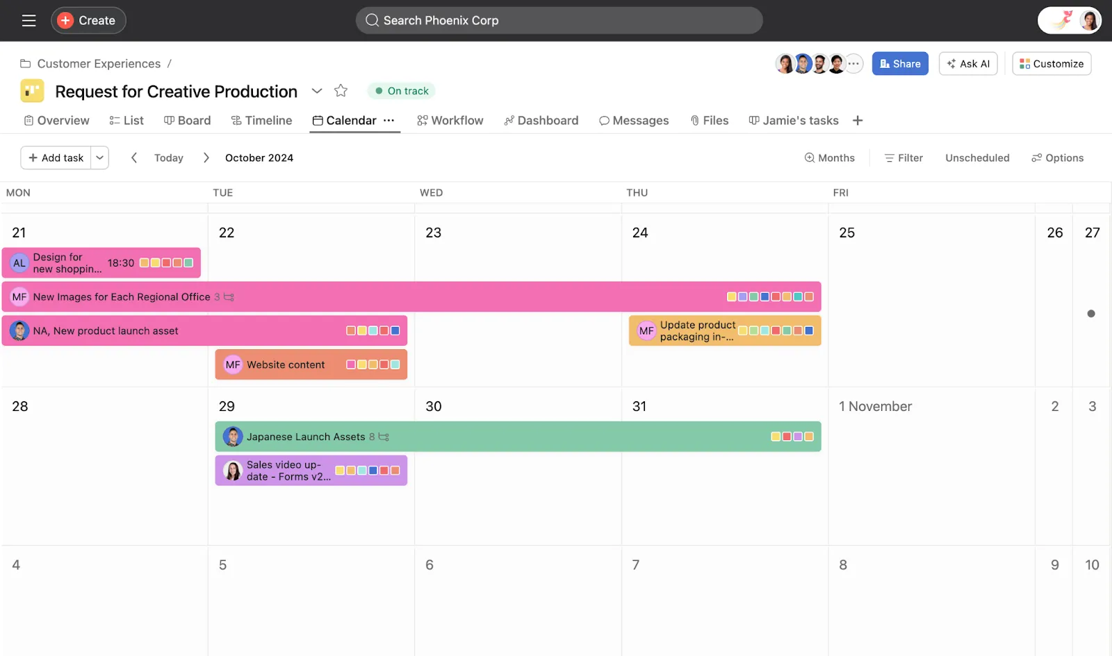 Asana is een tool voor projectmanagement die planning in zijn framework integreert en een aangepaste oplossing biedt voor teams die complexe werkstromen beheren.