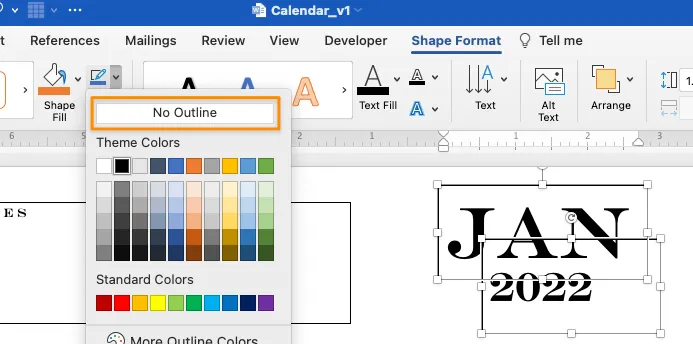 Lịch Microsoft Word