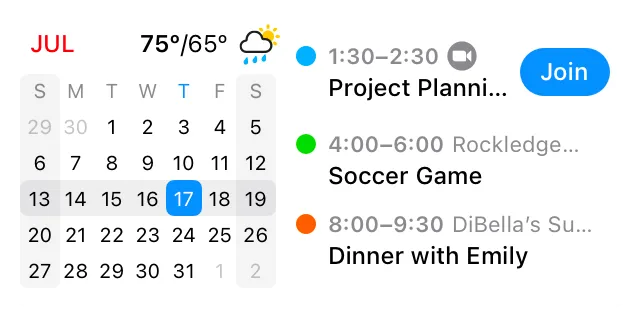 Organiza varios horarios con los conjuntos de calendarios de Fantastical y la programación en lenguaje natural.
