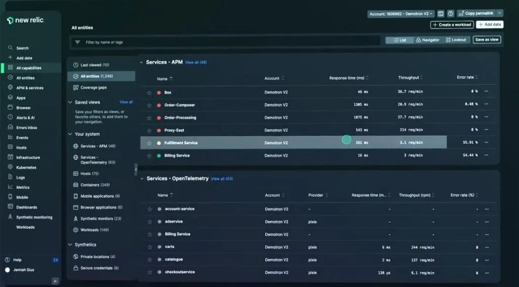 Software de gerenciamento do ciclo de vida: New Relic