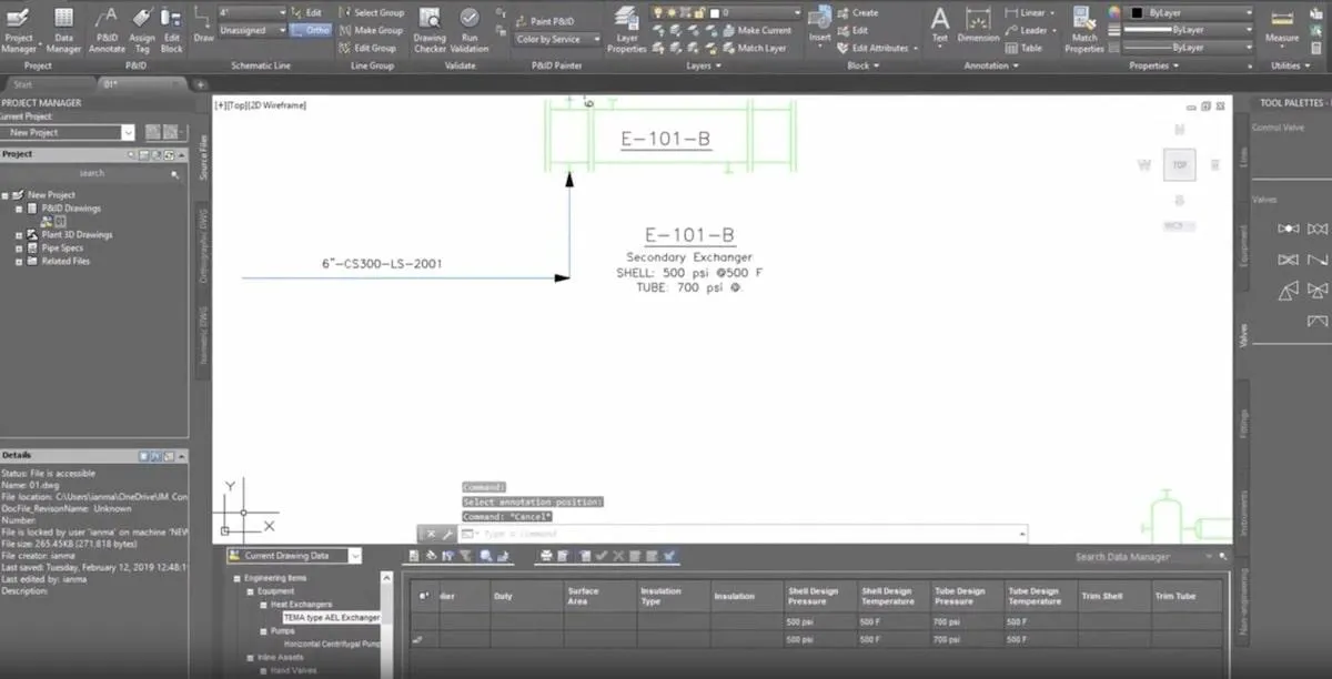 Vue de l'éditeur AutoCAD