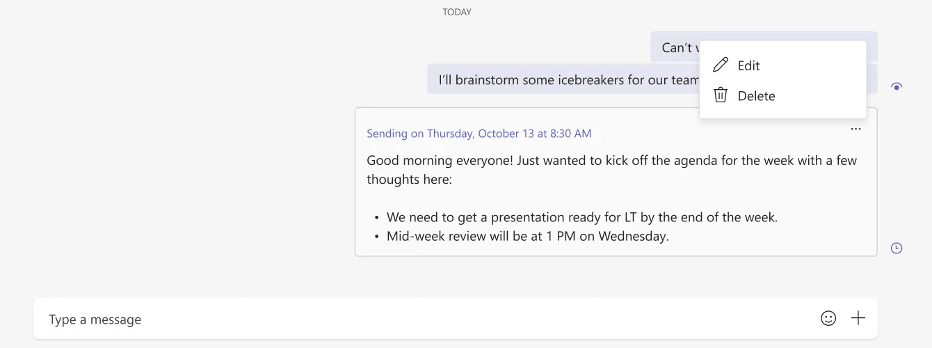 Препланирайте съобщенията си безпроблемно с помощта на приложението Teams.