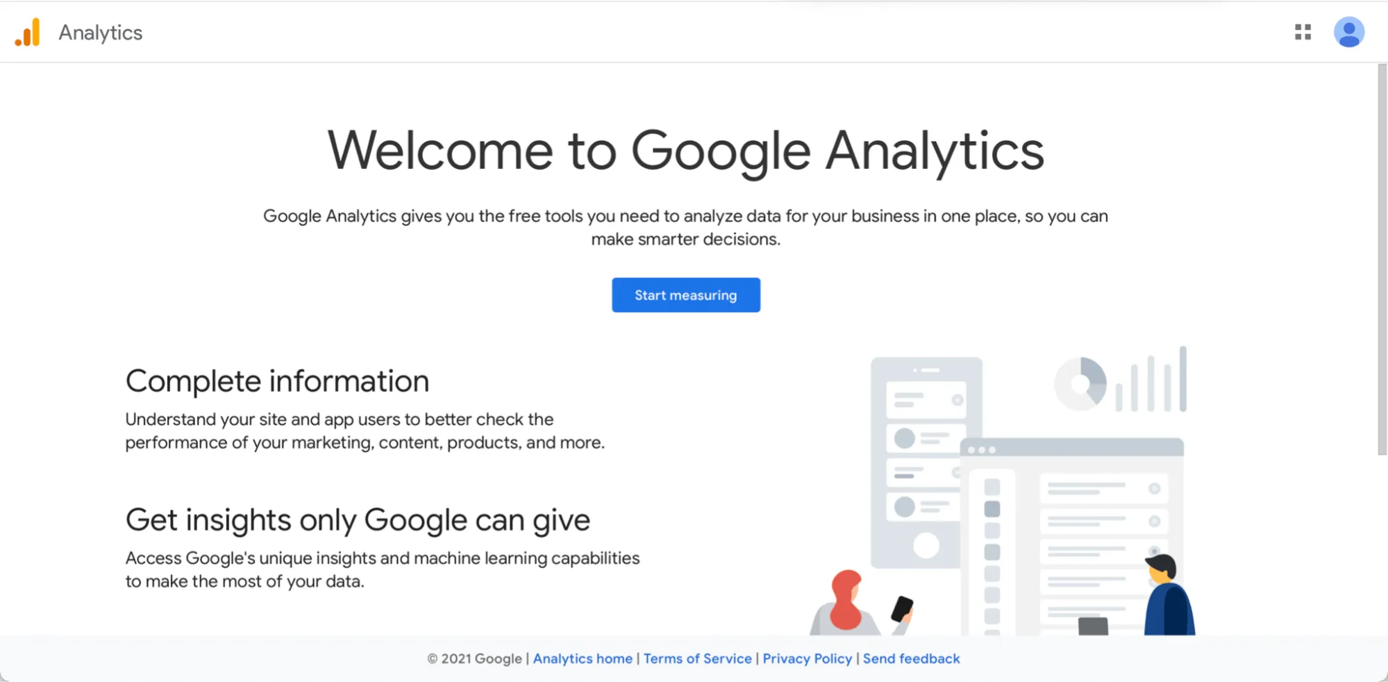 Google Analytics-Startseite