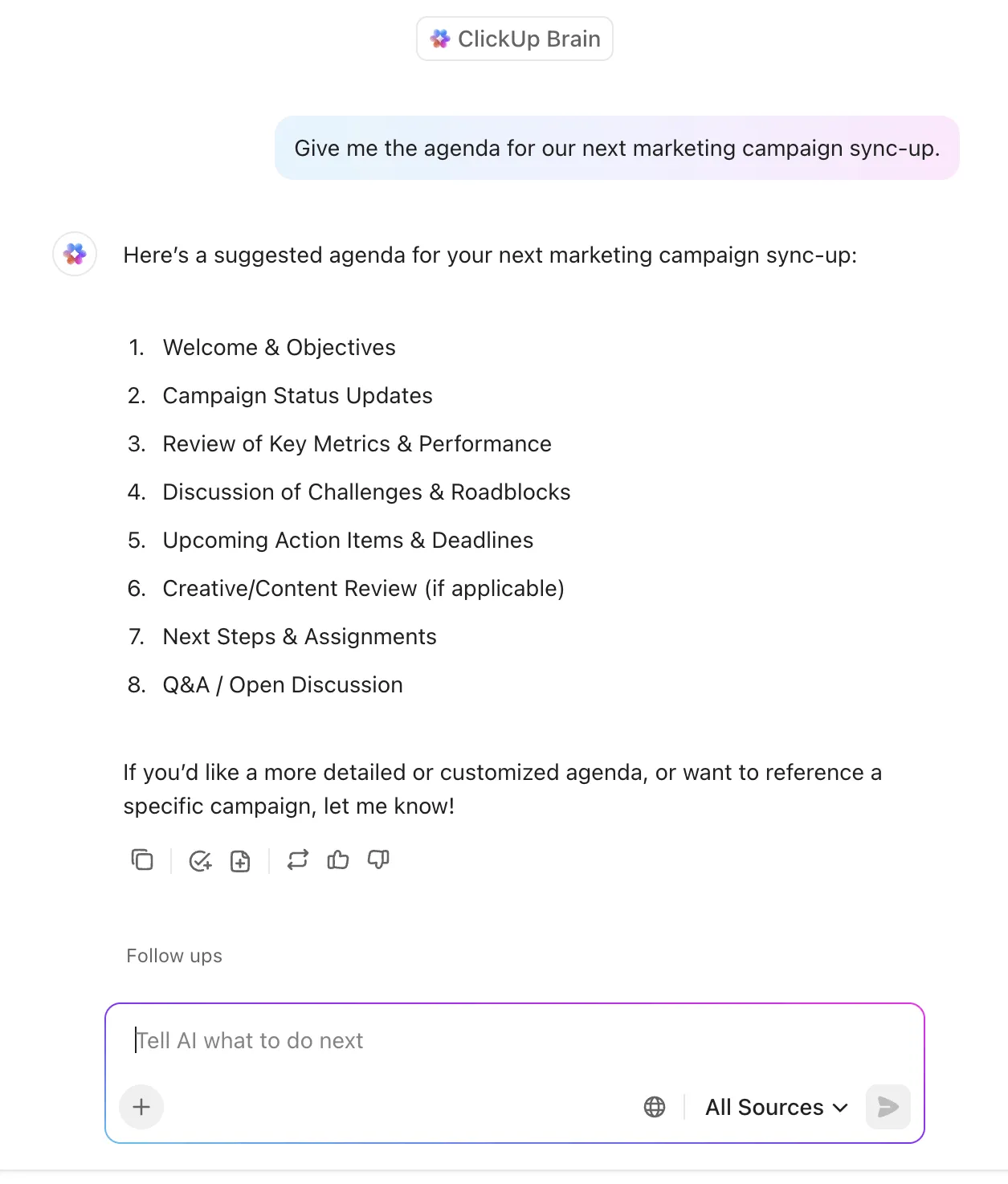 ClickUp Brain: Template Pesan Slack