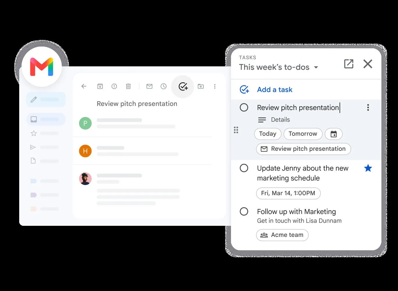 Přidávání úkolů do Kalendáře Google pomocí Gmailu