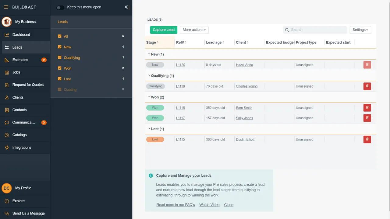Buildxact: a Buildertrend versenytársai