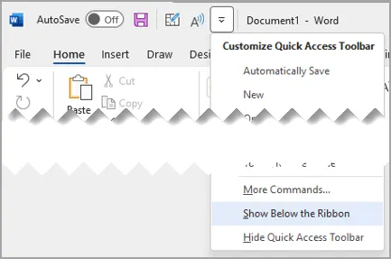 Réorganiser la barre d'outils d'accès rapide dans Microsoft Word