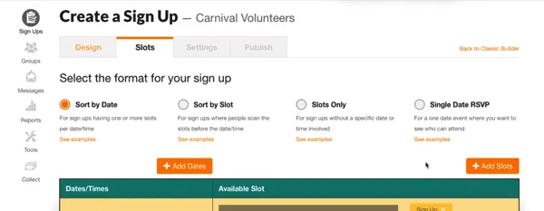 SignUpGenius: Einfaches tool zur Organisation von Anmeldungen, Ereignissen und der Koordination von Freiwilligen mit teilbaren Links