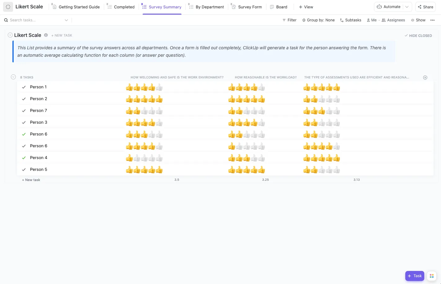 ClickUp Likert-schaal sjabloon voor beginners