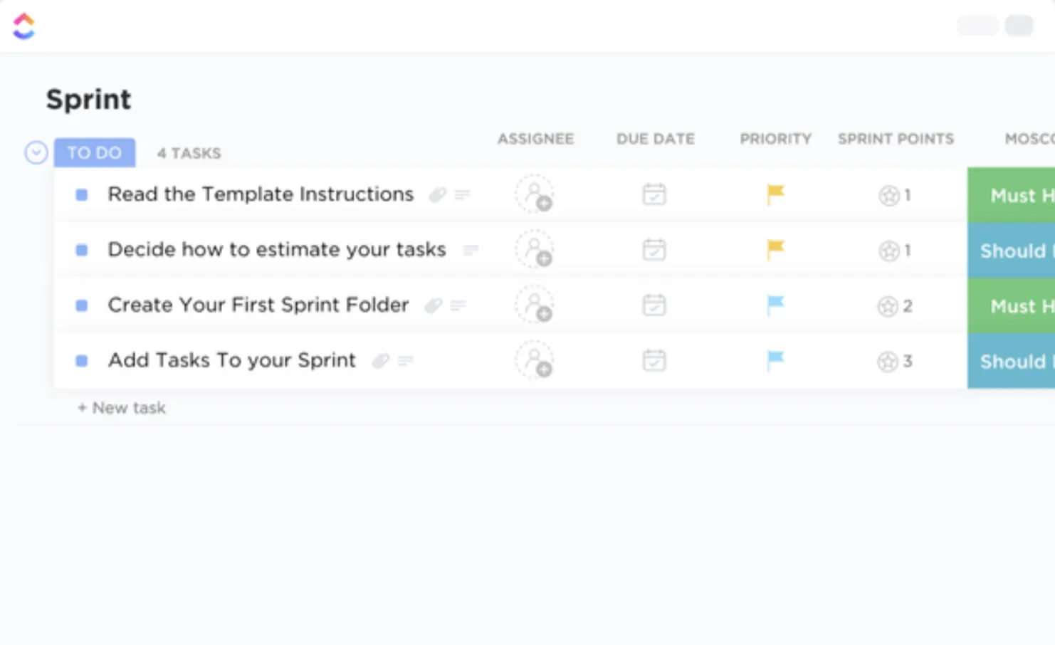 Modèle de sprints ClickUp