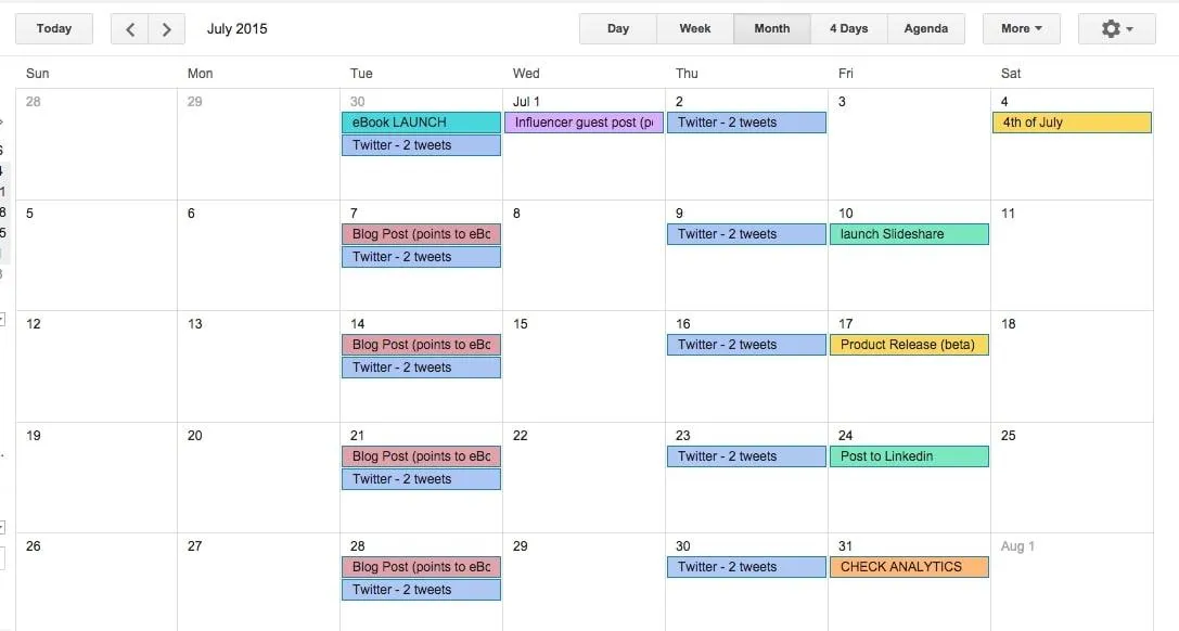 Software de calendario de marketing: Kapost