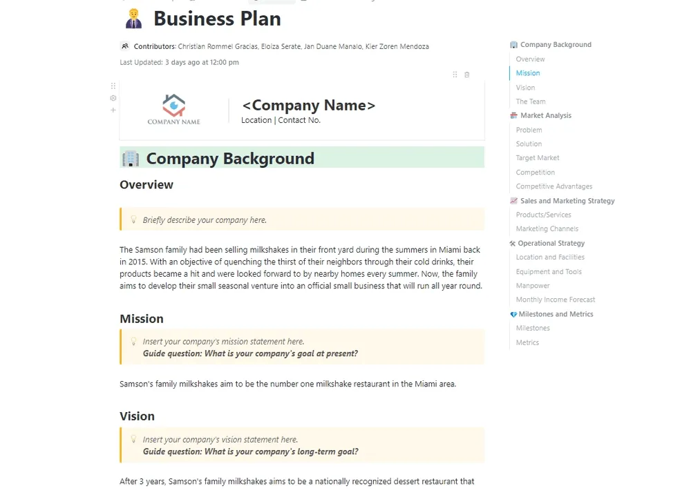 Questo modello di documento per il piano Business è stato creato per guidarti nella tua prossima avventura imprenditoriale.